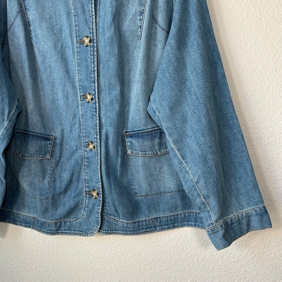 J. Jill plus size 3X lightweight denim jean jacket blue medium wash cotton NEW - Picture 3 of 14
